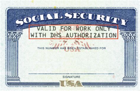 social security number valid for work only with dhs authorization