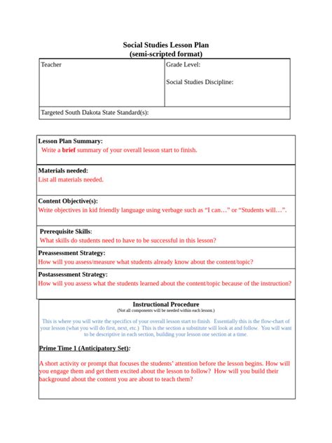 Social Studies Report Template