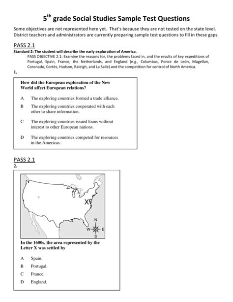 Social Studies Sample Msl Test For Nc