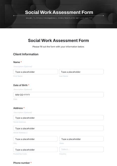 social work assessment template blank