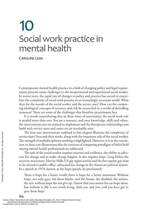 Social Work Practice In Mental Health