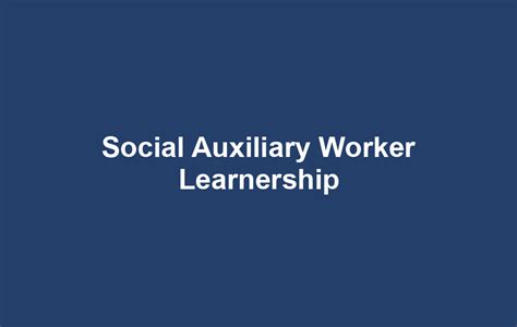 Social Worker Learnership For 2014