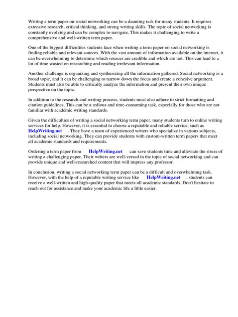 Read Social Networking Term Paper 