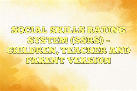 Full Download Social Skills Rating System Ssrs 