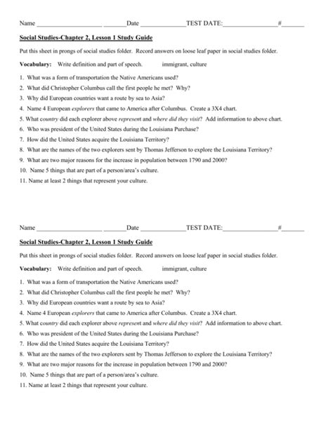 Read Social Studies Chapter 2 Study Guide Answer Key Name 