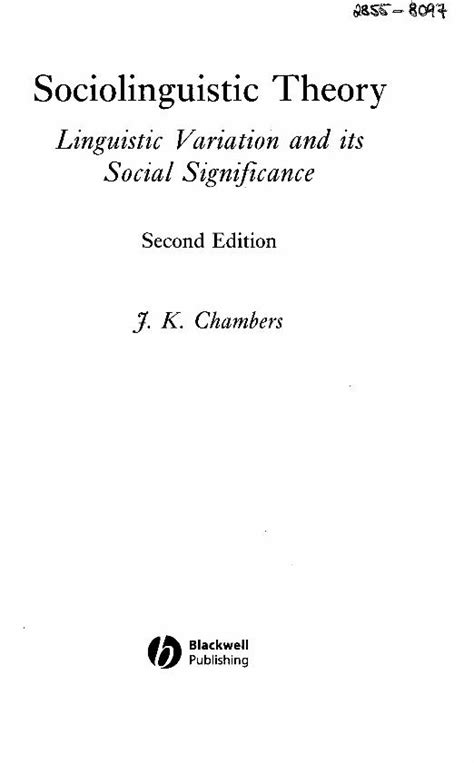 Read Sociolinguistic Theory Linguistic Variation And Its Social Significance 