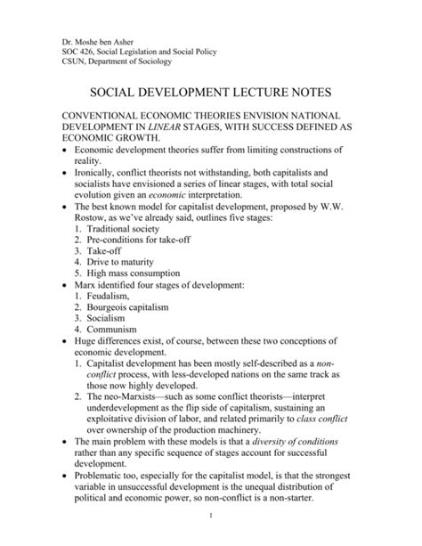 Sociology Of Development Lecture Notes