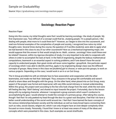 Download Sociology Reaction Paper Example 