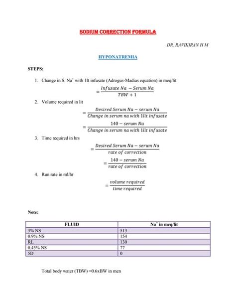 Sodium Correction Formula