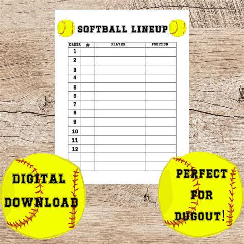 Softball Lineup Sheets Printable