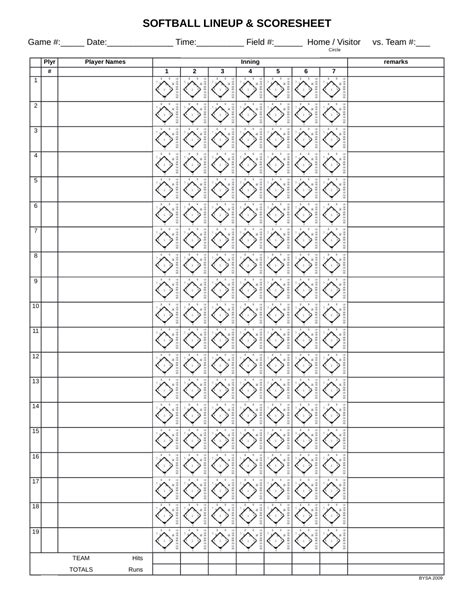 Full Download Softball Lineup Sheets 