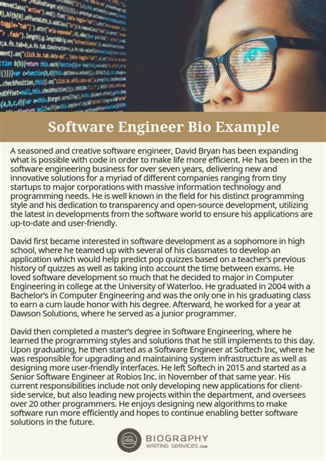 software engineer biography example pdf