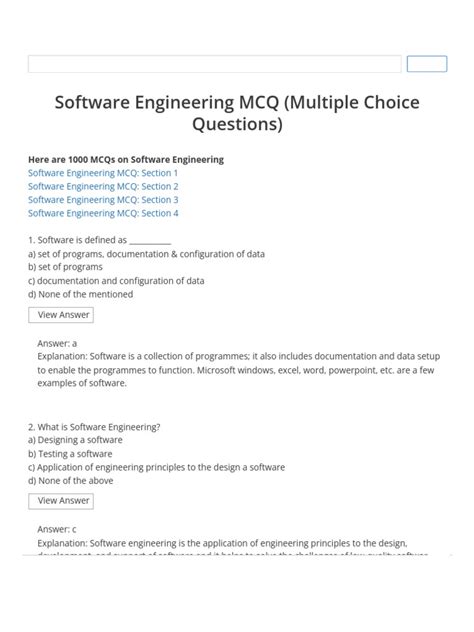 Software Engineering Notes Multiple Choice Questions Answer