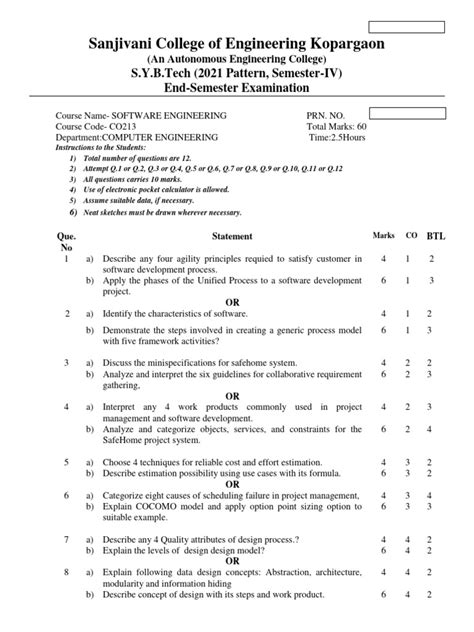 Software Engineering Question Paper Madras University See6g