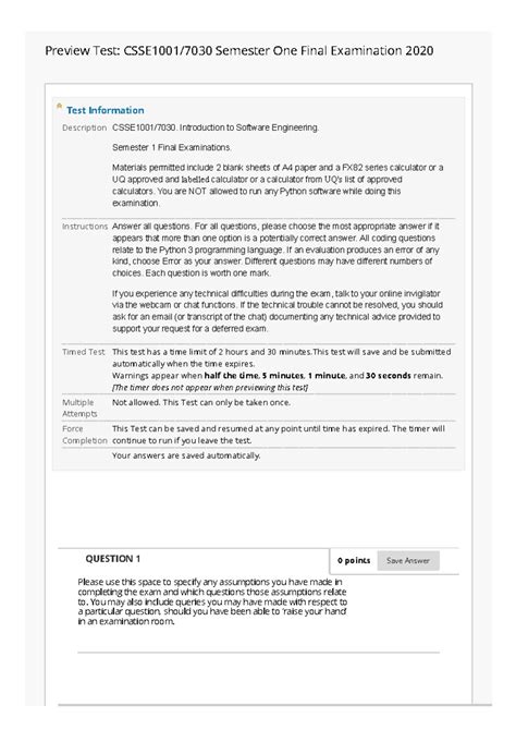 Software Engineering Second Semester Exam Question Paper