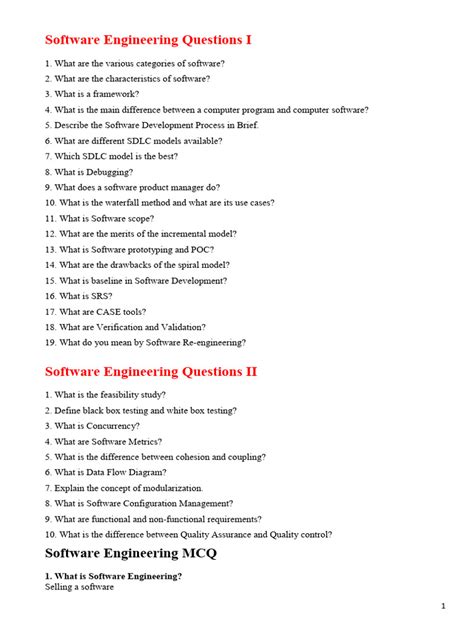 Software Engineering Three Questions