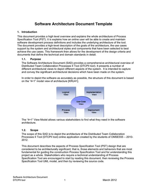 Download Software Architecture Document Template Word 