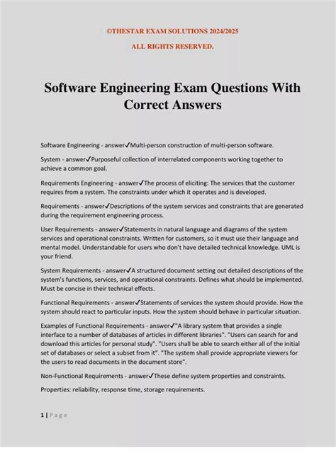 Download Software Engineering Exam Questions And Solutions 