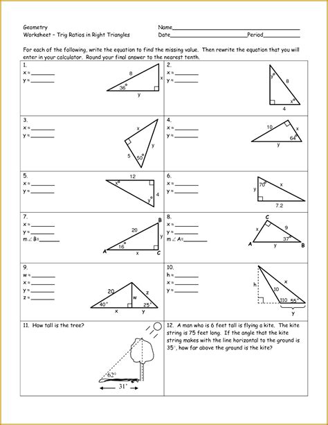 Sohcahtoa Worksheet With Answers Tangent Ratio Worksheet Answer Key - Tangent Ratio Worksheet Answer Key