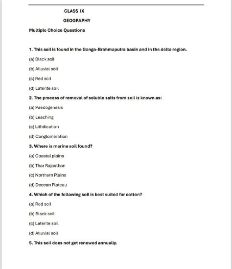 Soil Sciencemultiple Choice Questions