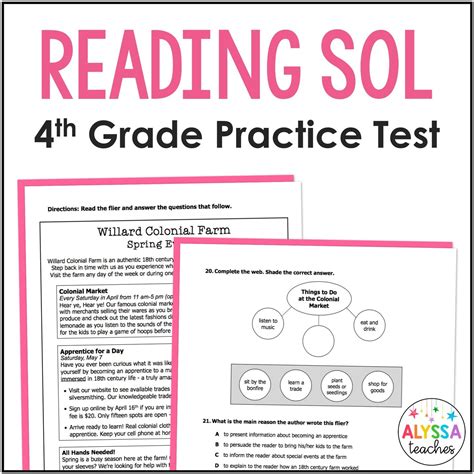 Sol Amp Testing Reading Sol Practice 4th Grade - Reading Sol Practice 4th Grade