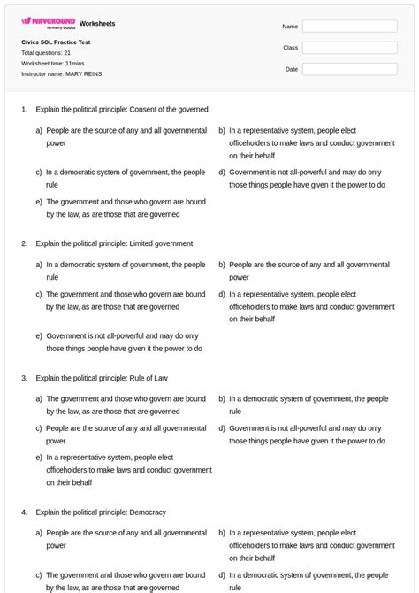 Sol Practice Test Civics And Economics