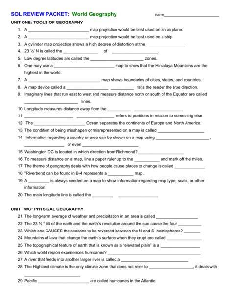 sol review packet world geography answer key