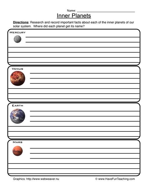 Solar System Inner Planets Worksheets And Activities For Planet Worksheet For Kindergarten - Planet Worksheet For Kindergarten