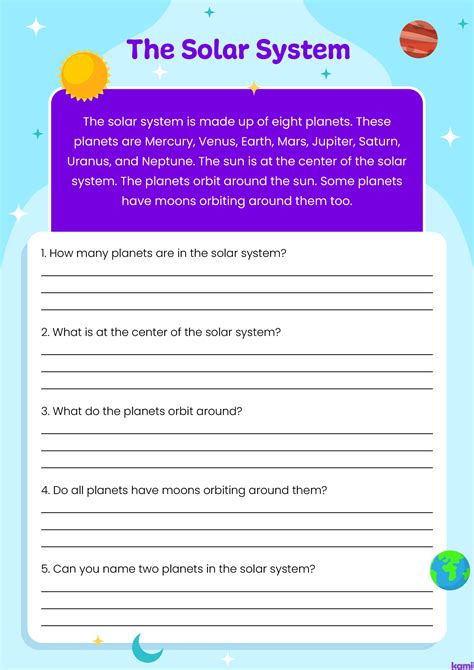 Solar System Reading Comprehension