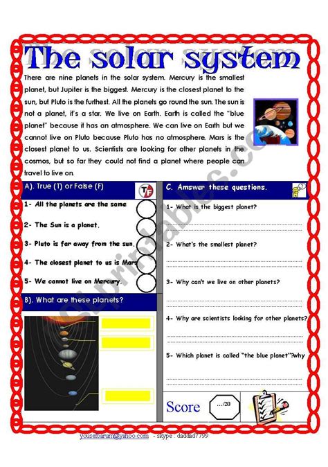 Solar System Reading Comprehension Worksheet   Pdf The Eight Planets Of Our Solar System - Solar System Reading Comprehension Worksheet