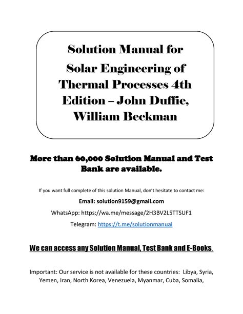 Read Solar Engineering Of Thermal Processes Solution Manual Pdf 