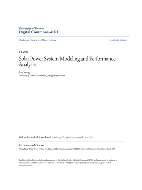 Read Solar Power System Modeling And Performance Analysis 
