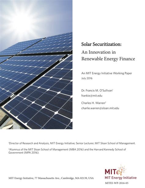 Read Solar Securitization An Innovation In Renewable Energy 