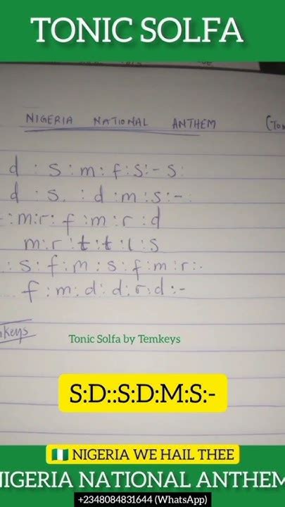 Solfa Notation On National Anthem Nigeria