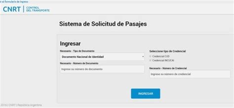 Solicitar Pasaje Cnrt