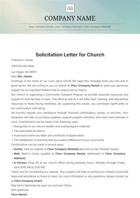 solicitation letter for church building samples