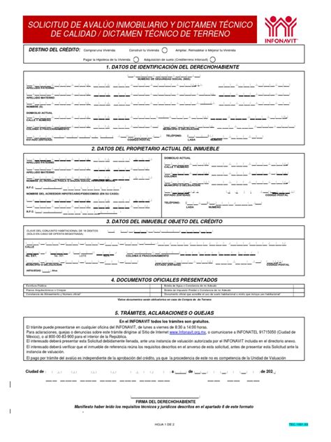 Solicitud De Avaluo Infonavit