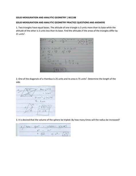 Solid Mensuration Problems With Solution