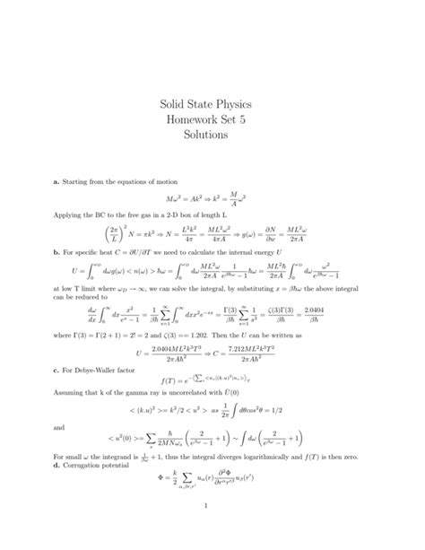 Solid State Physics Homework Set 2 Solutions
