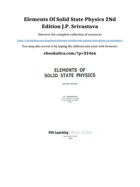 Solid State Physics Srivastava Pdf