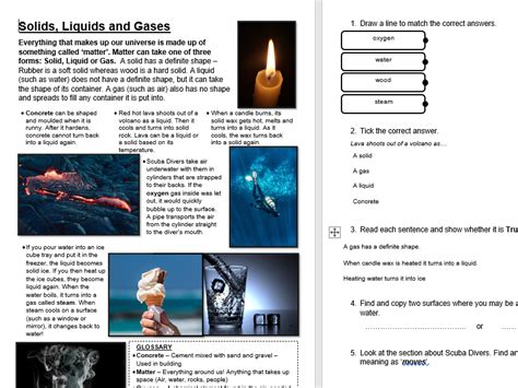 Solids Liquids And Gases Reading Comprehension Passage Printable Volumes Of Solids Worksheet - Volumes Of Solids Worksheet