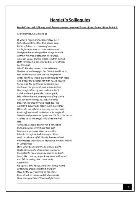 Soliloquy For Hamlet