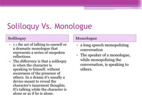 Soliloquy Vs Monologue