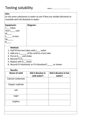 Solubility Ks3 Teaching Resources Solubility Worksheet Chemistry - Solubility Worksheet Chemistry