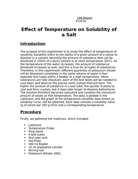 Solubility Lab Report Proposal Essay Thesis From Hq Concentration And Solubility Worksheet Answers - Concentration And Solubility Worksheet Answers