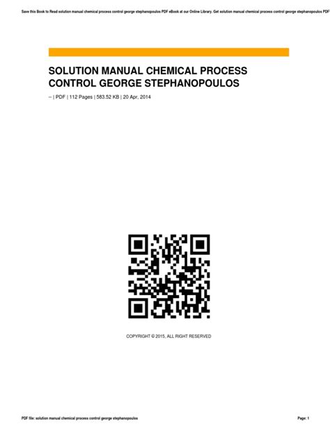 Solution Chemical Process Control George Stephanopoulos
