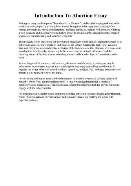 Solution For Abortion Essay