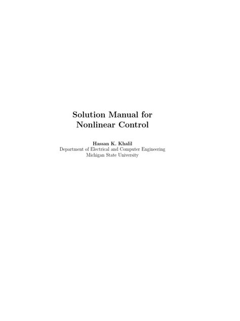 Solution Manual Applied Nonlinear Control Slotine