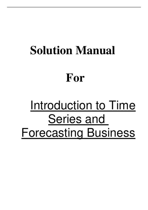 Solution Manual Business Forecasting