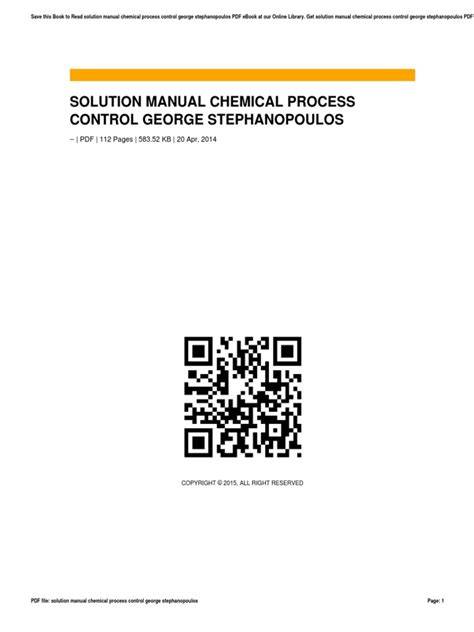 Solution Manual Chemical Process Control George Stephanopoulos